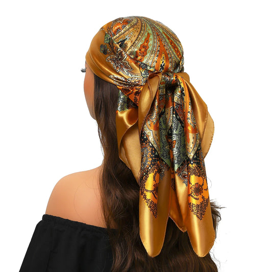 Head Scarf for Women Luxury Brand Satin Bandana