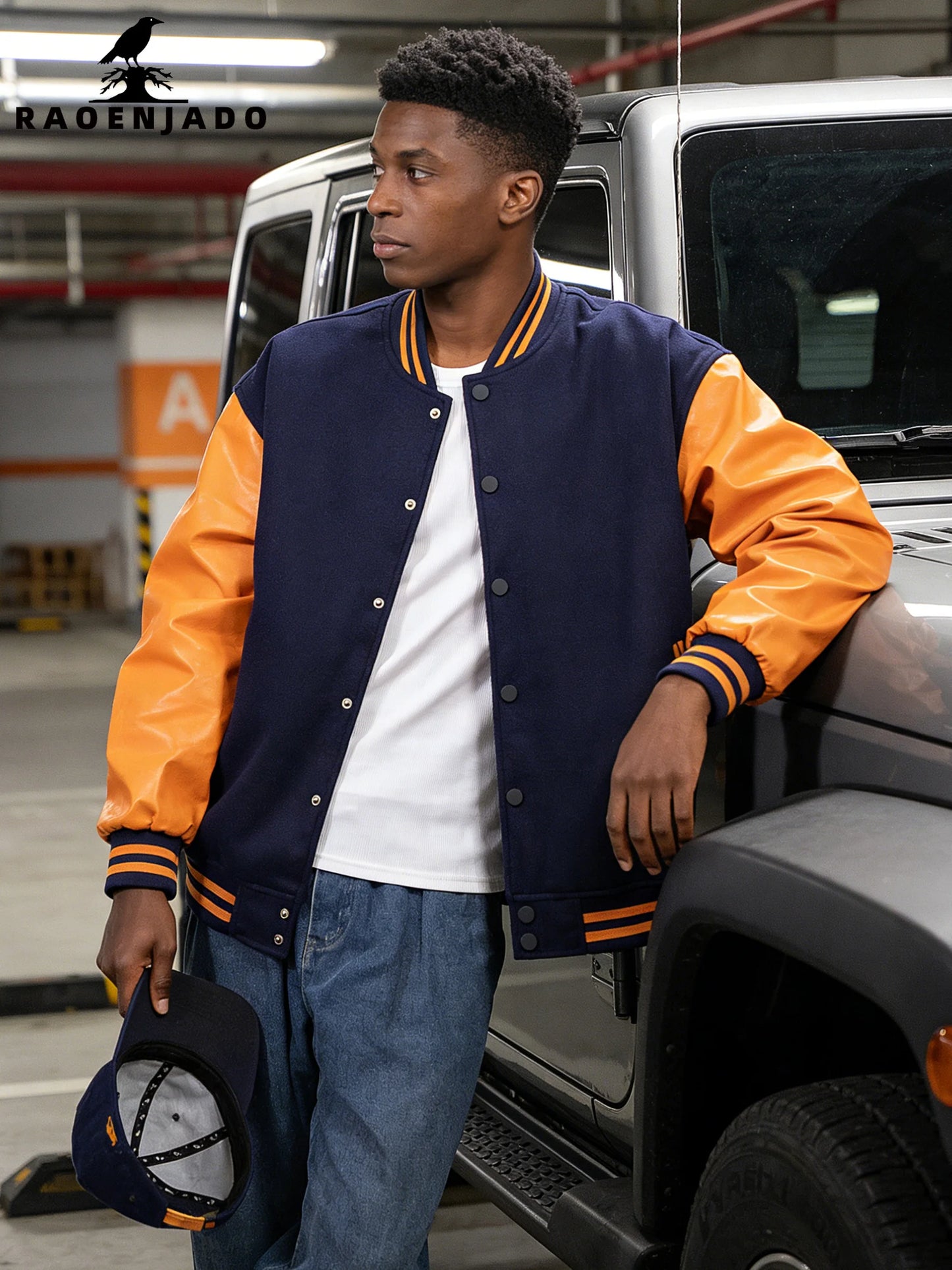 Faux Leather Sleeves Letterman Classic Baseball Coat Bomber Jacket