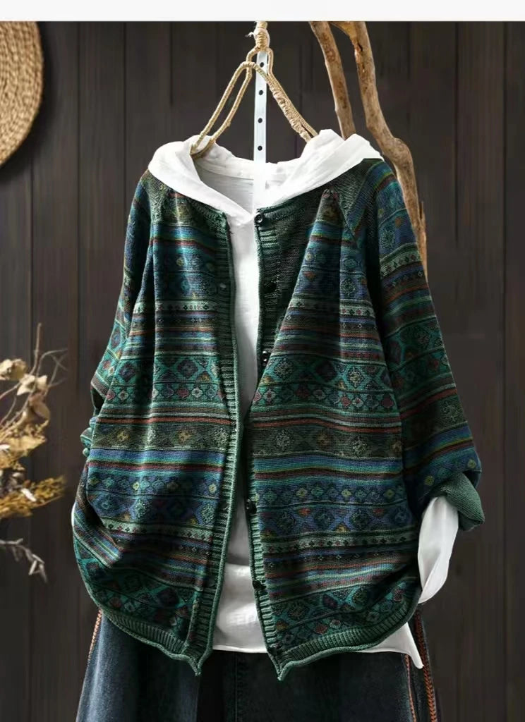 Knitted Versatile Loose Vintage Casual Long-sleeved Top Cardigan