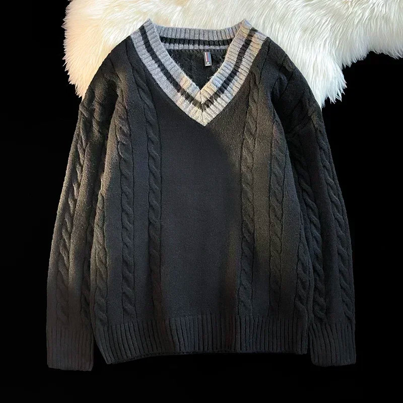 Men  Outdoor  V-neck Knitted Sweater