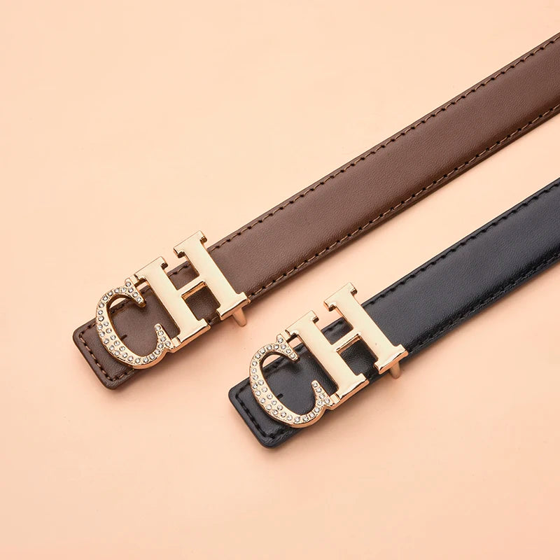 Women's Automatic Buckle Belt Simple And Fashionable Women's Casual Pants