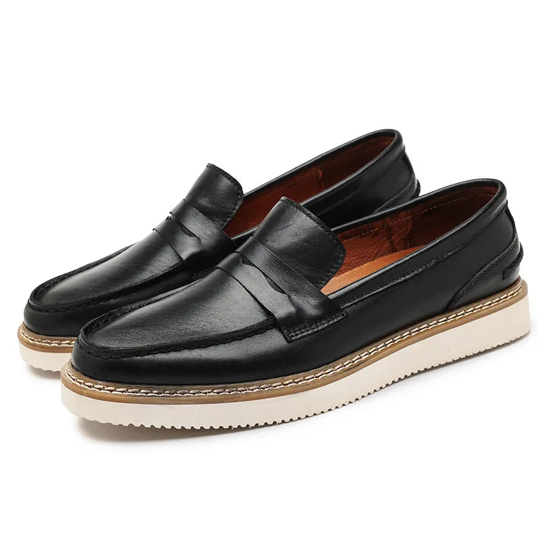 Men's Loafers Breathable Top Layer Cowhide Business Leather Shoes