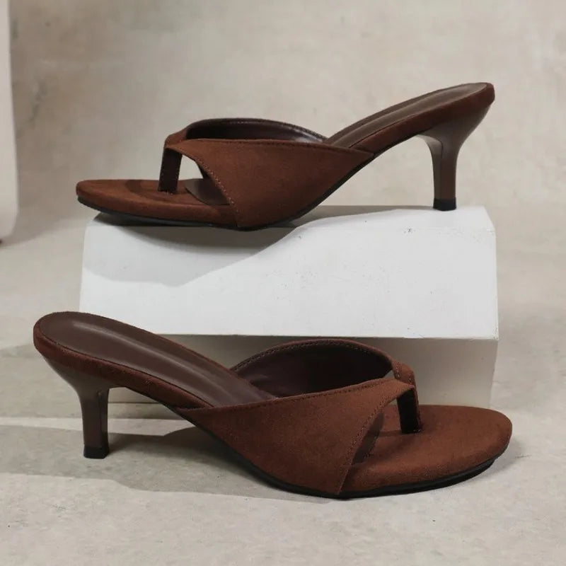 Women Slippers Fashion Clip Toe Party Dress Shoes Ladies Thin Heels Shoes