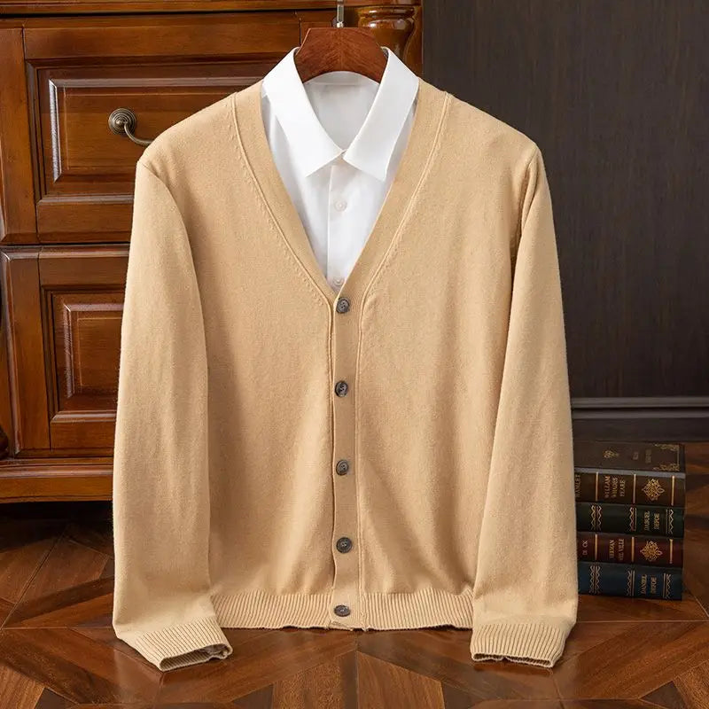 Cashmere Sweater Men's Clothing V-Neck Cardigan Knit