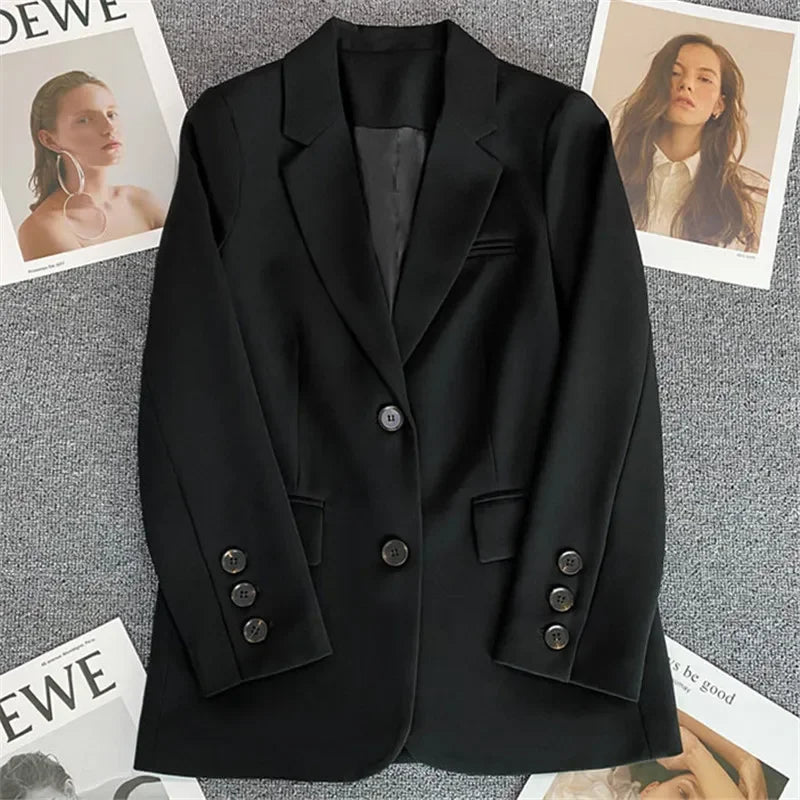 Elegant Office Lady Blazers  Fashion Long Sleeve Single Button Blazer