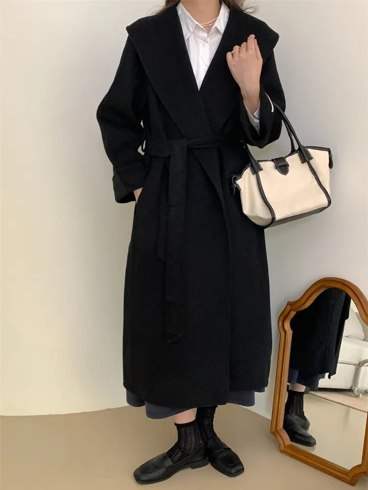 Black Double-Sided Woolen Coat