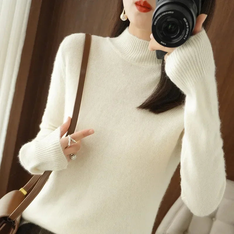 Women's Solid Long Sleeve Pullovers Knitwear