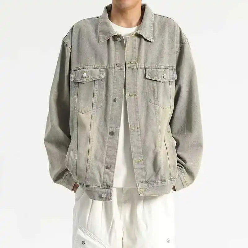 Denim Jackets Men's Fashion Casual Multi Pockets Cargo Jacket