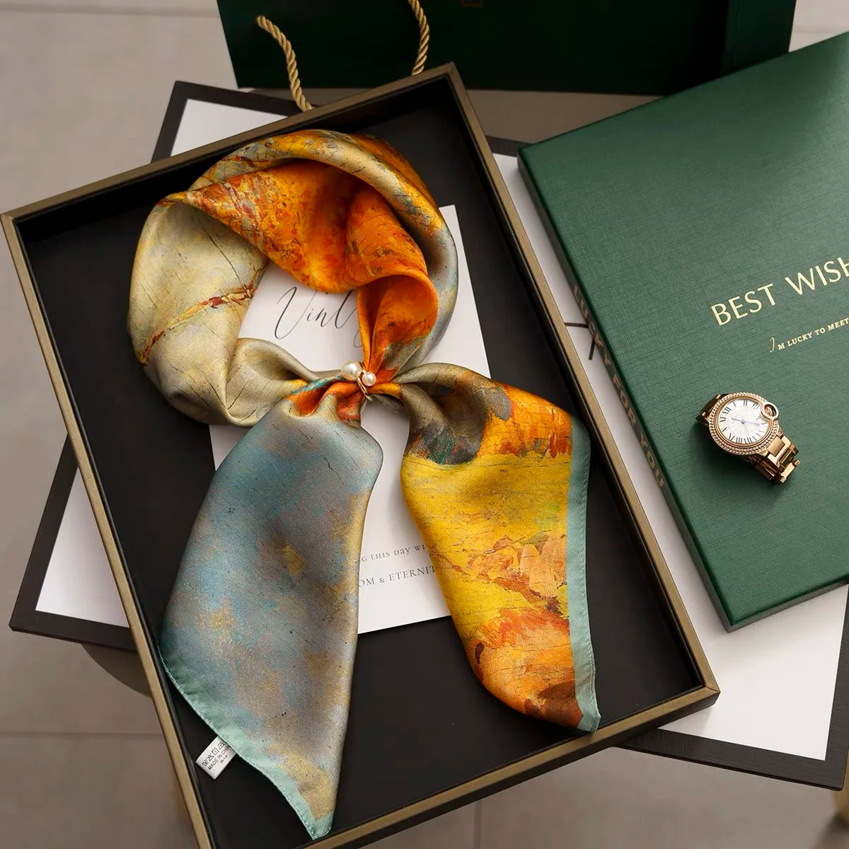 Women Silk Scarf Neckerchief