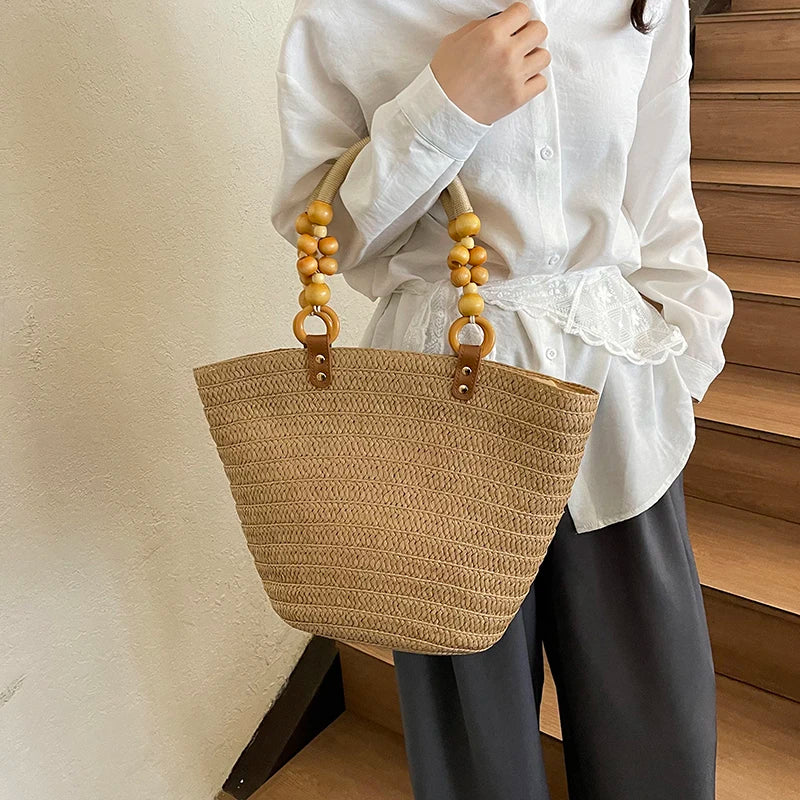 Women Braided Basket Clutches Top-handle Bag