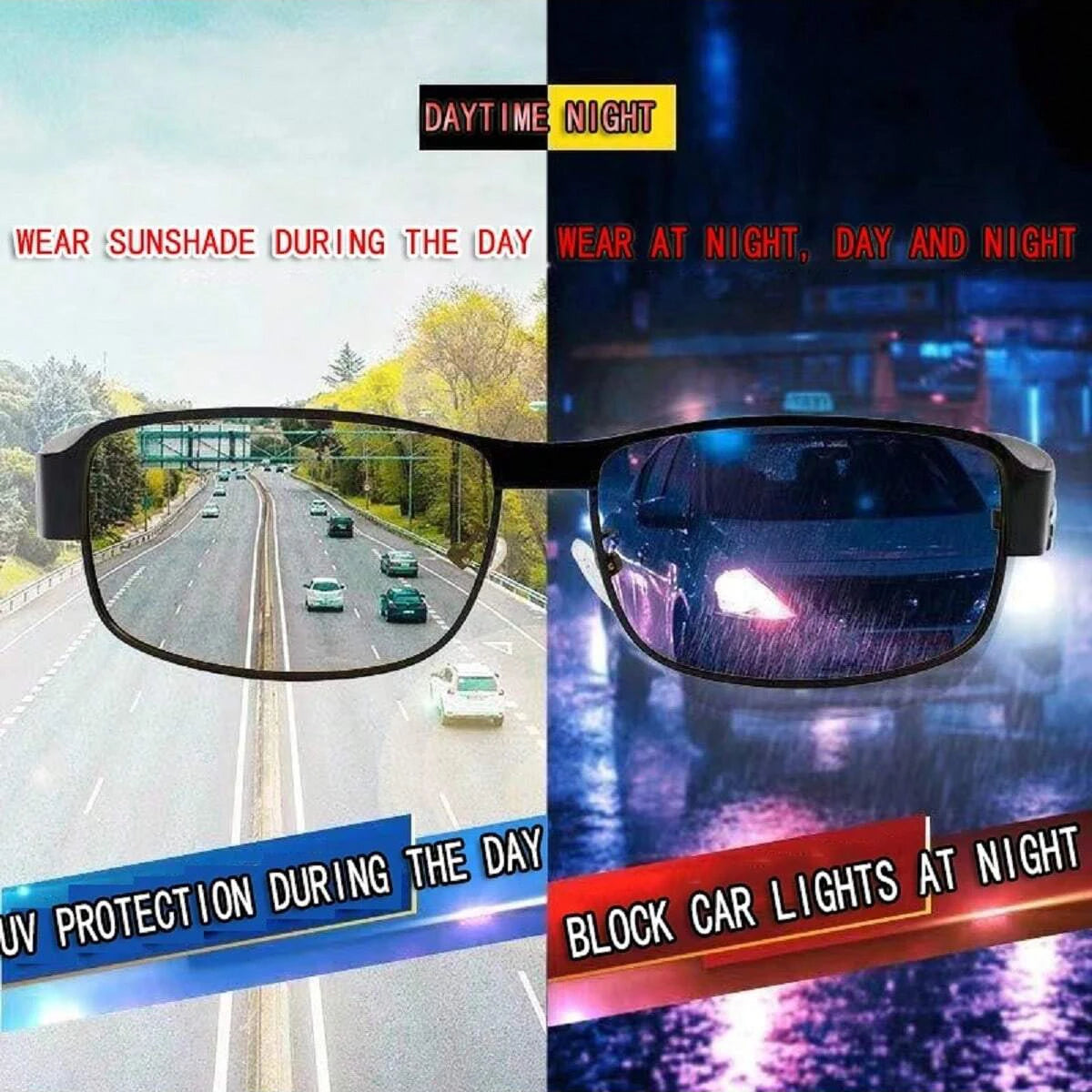 Sunglasses for Men Day and Night Vision Driving Fishing Polarized Anti-UV