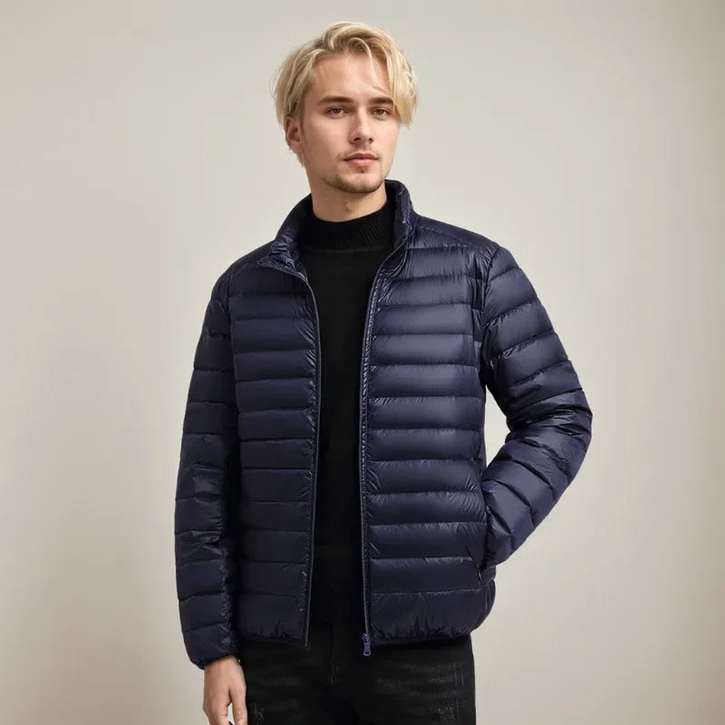 All-Season Puffer Jacket Men White Duck Down Portable Lightweight Jacket