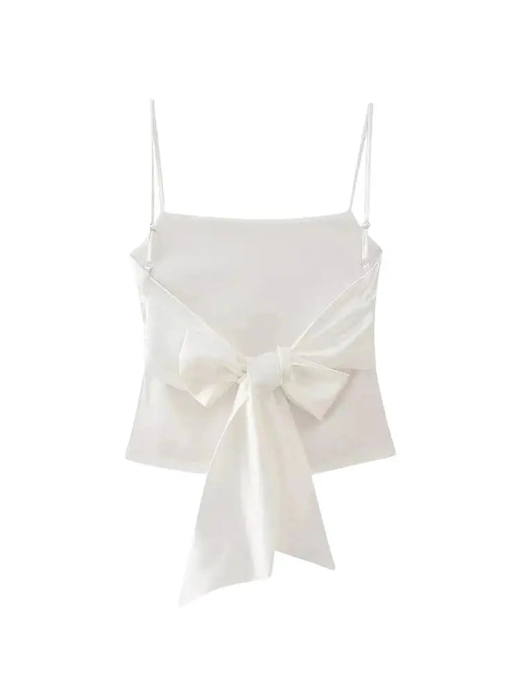 Women's Tank Tops with Tied Back, Straight Neck