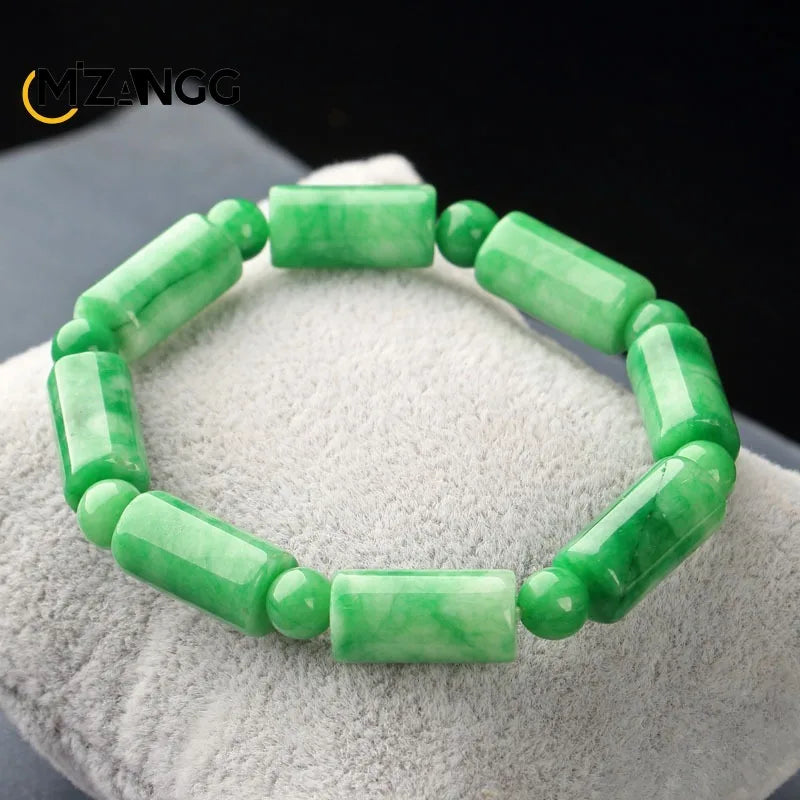 Natural Jade Dry Green Bracelet Necklace Hand-carved
