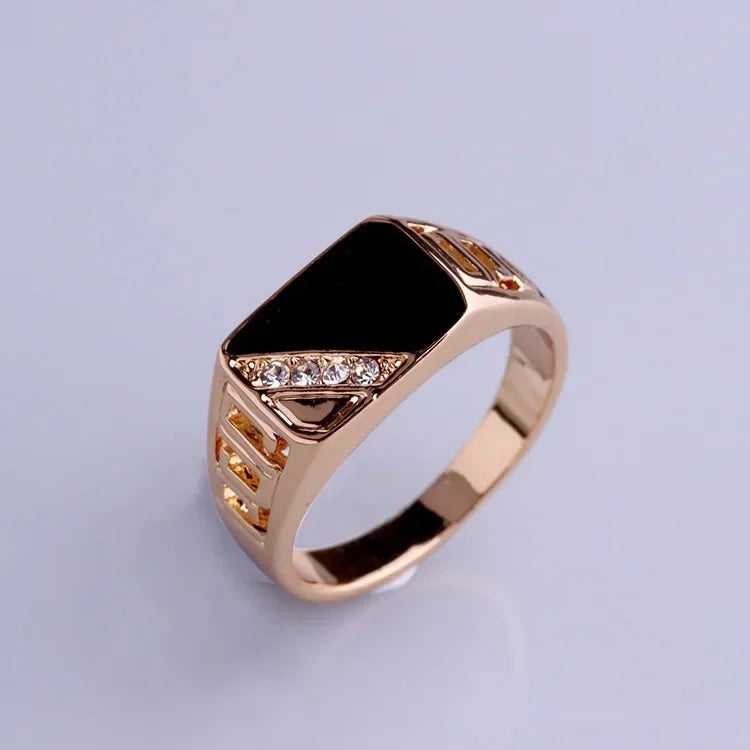 New Metal Glossy Rings for Men Geometric Width Signet Square Finger Punk Style Fashion Ring