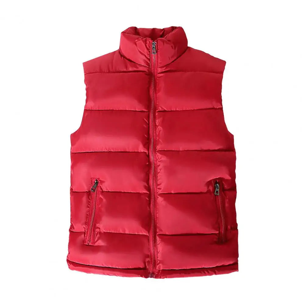 Men Vest Jacket  Slim Fit Stand Collar Sleeveless Puffer Jackets