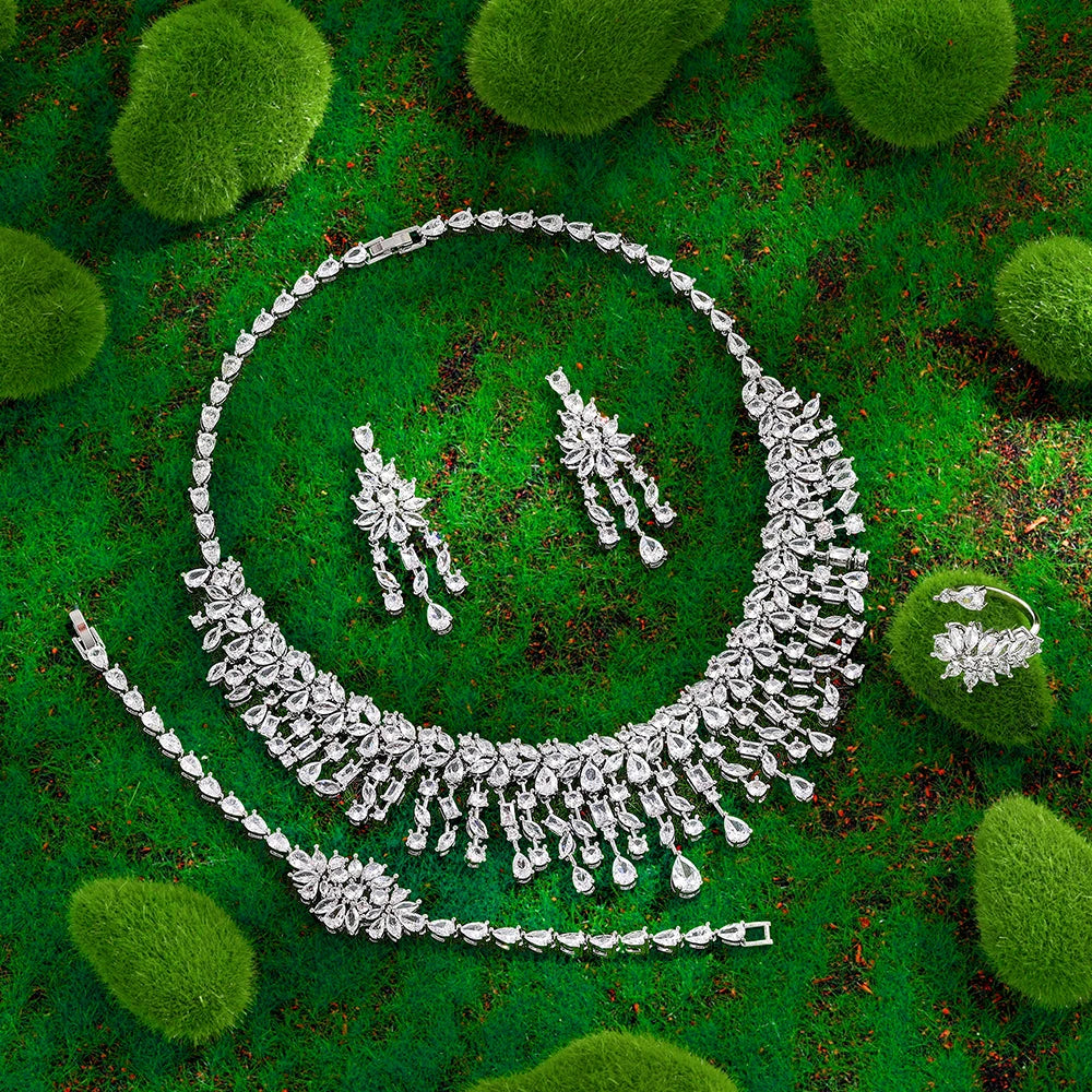Cubic Zirconia Bridal Wedding Jewelry Set