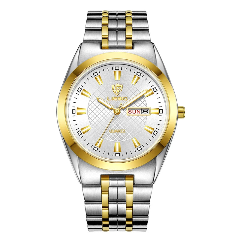 Women's Watch Quartz  Stainless Steel Gold Time Date Waterproof Wristwatch