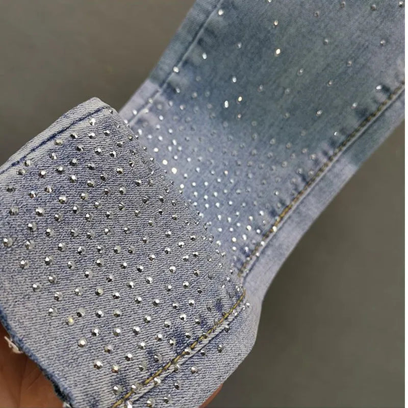 Women's Jeans Elastic Slim  Hot Diamond Small Foot Pencil Pants