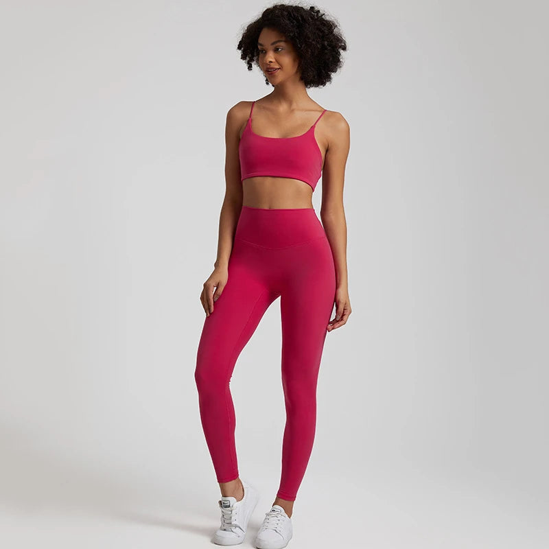 Gym Set Women Sports Outfit 2 Pieces Cross Back Bra Fitness Suit