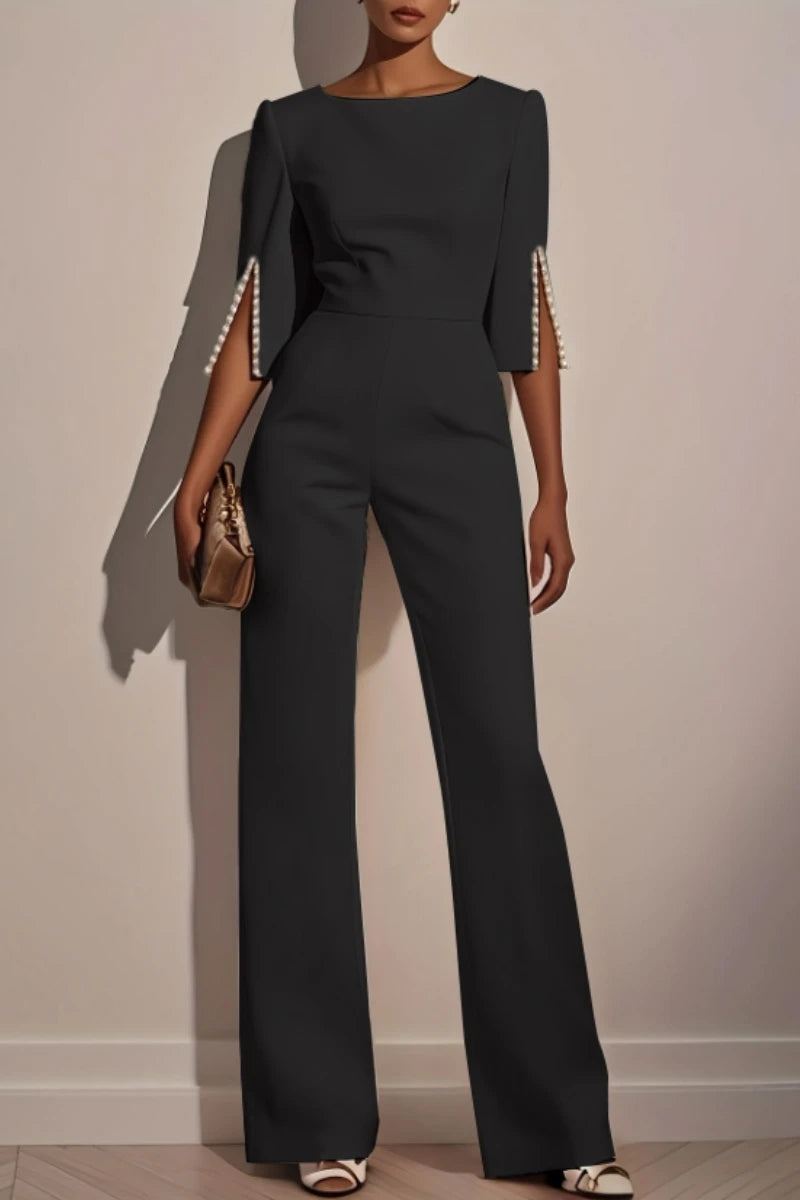Women's  Casual round Neck Beaded Jumpsuit