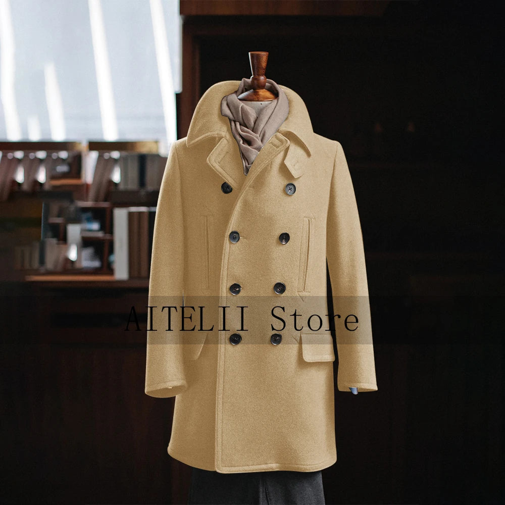 Woolen Coats for Men Dress Jackets Mantel Suit Top Male