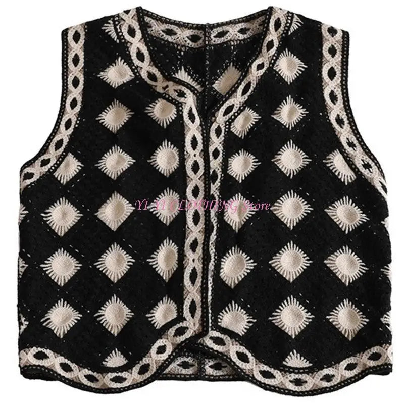 Plaid Sleeveless Sweater Vest V Neck Waistcoat