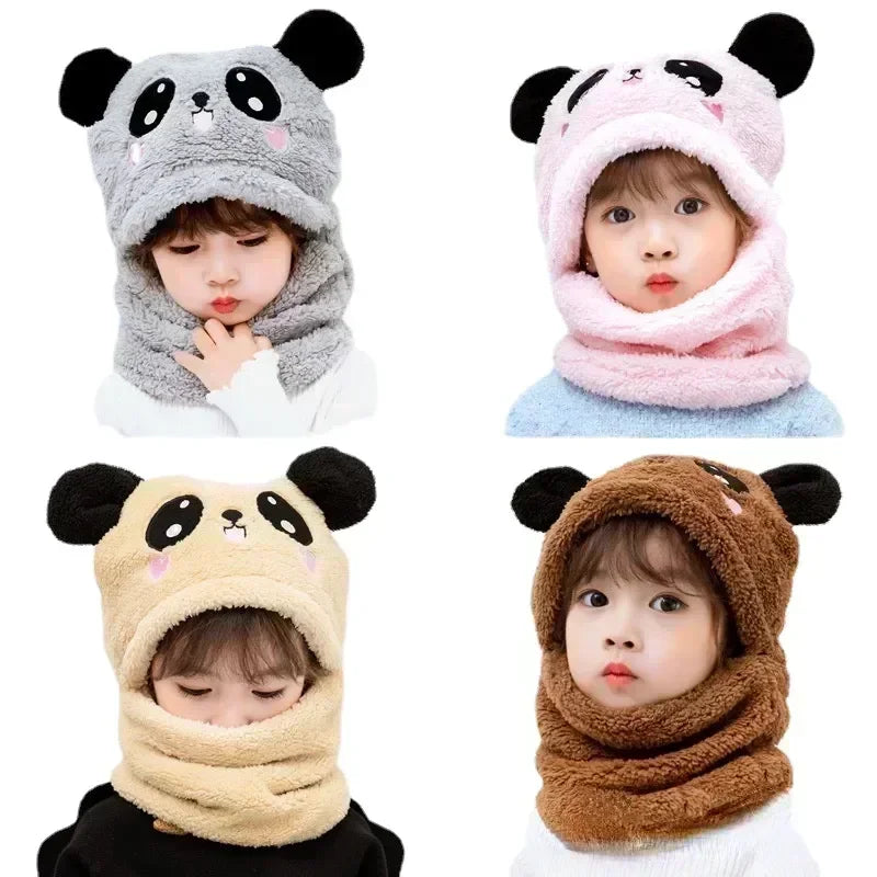 Cartoon Hat for Girls Boys Scarf Thicken Cap Winter Hat for Kids Newborn