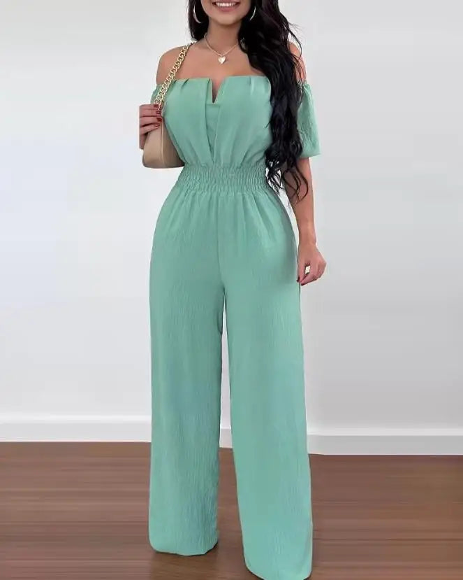 Jumpsuits for Women Casual Plain Short Sleeve