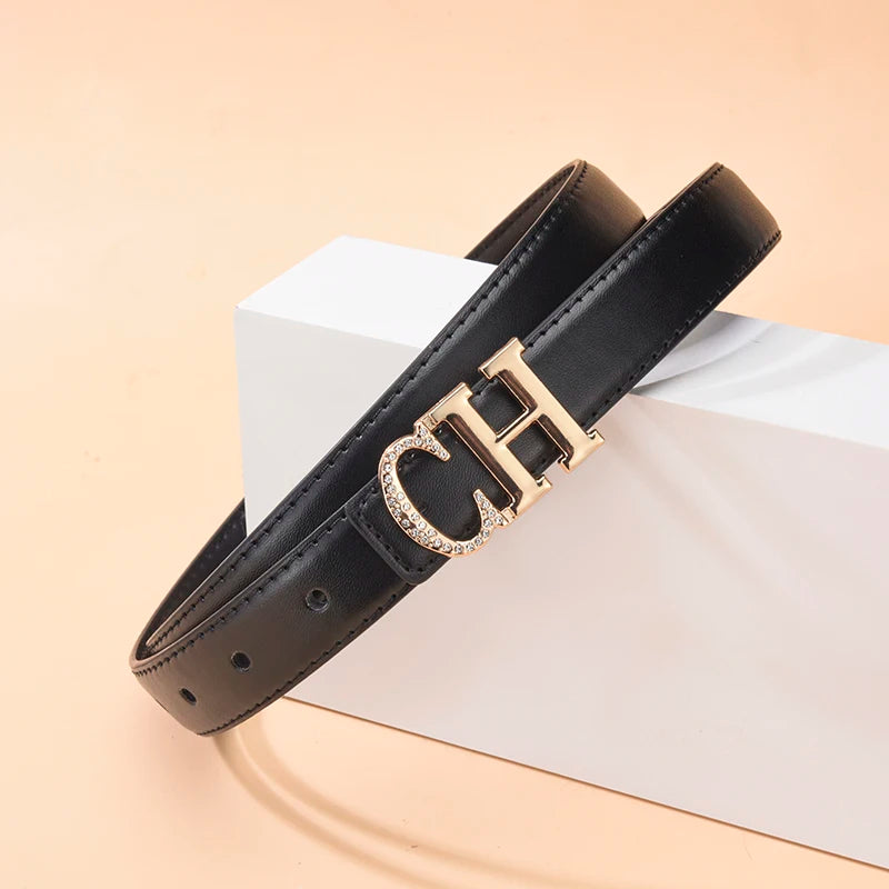 Women's Automatic Buckle Belt Simple And Fashionable Women's Casual Pants
