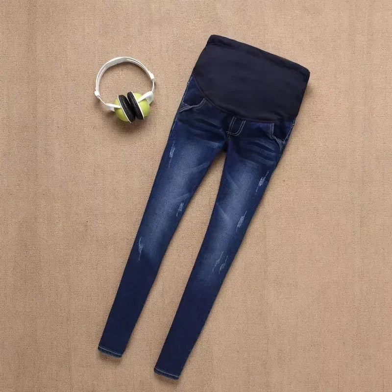 Maternity Jeans For Pregnant Women High Waist Support Belly Maternity Hip Lifting Elastic Denim