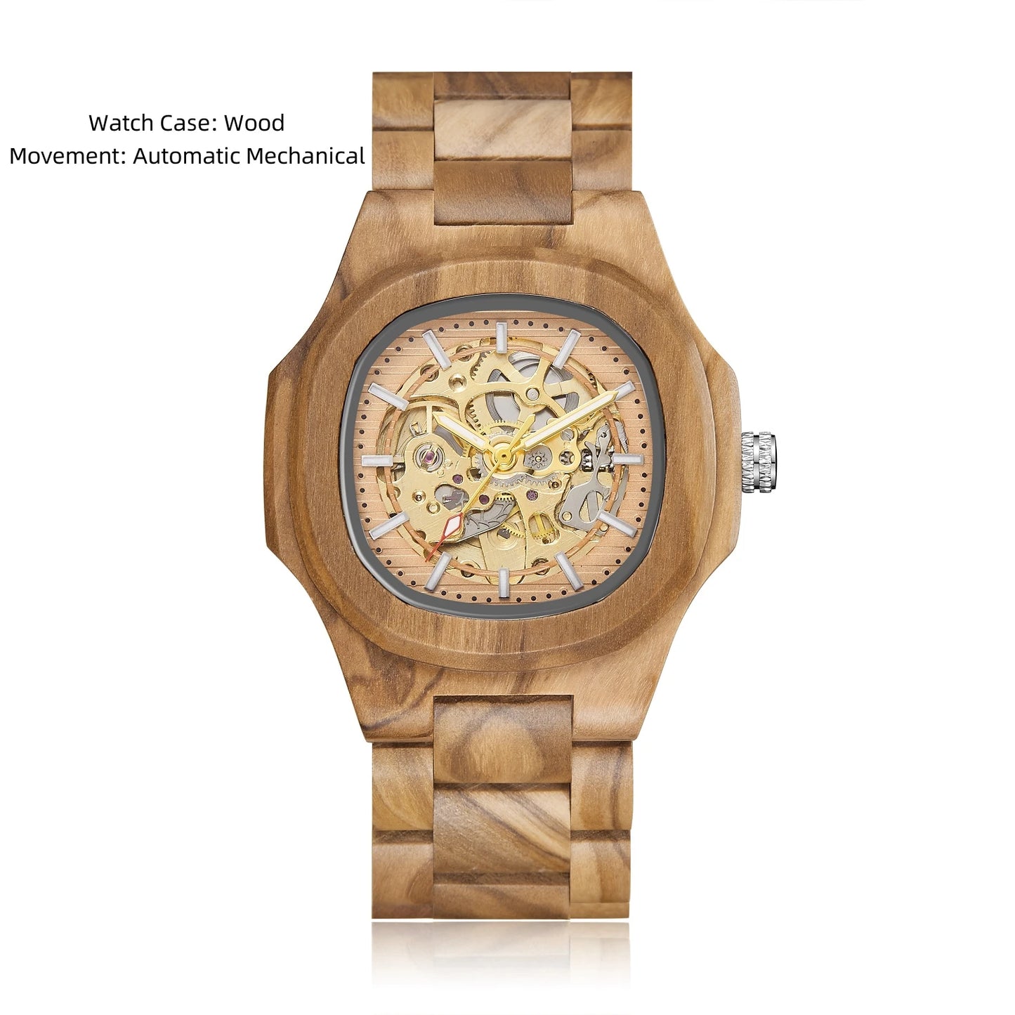 Luxury Automatic Watch For Men Mechanical Wristwatch Skeleton Stainless Steel