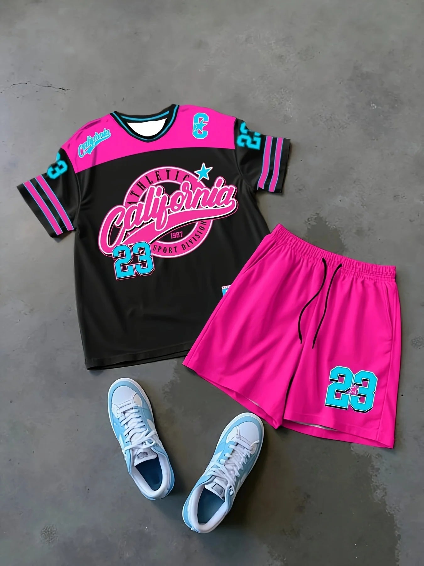 new men's set features street casual hip-hop fashion