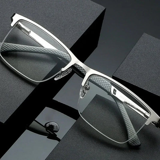Men Reading Glasses Business Presbyopia Glasses Metal Frame Anti Blue Light Eyeglasses