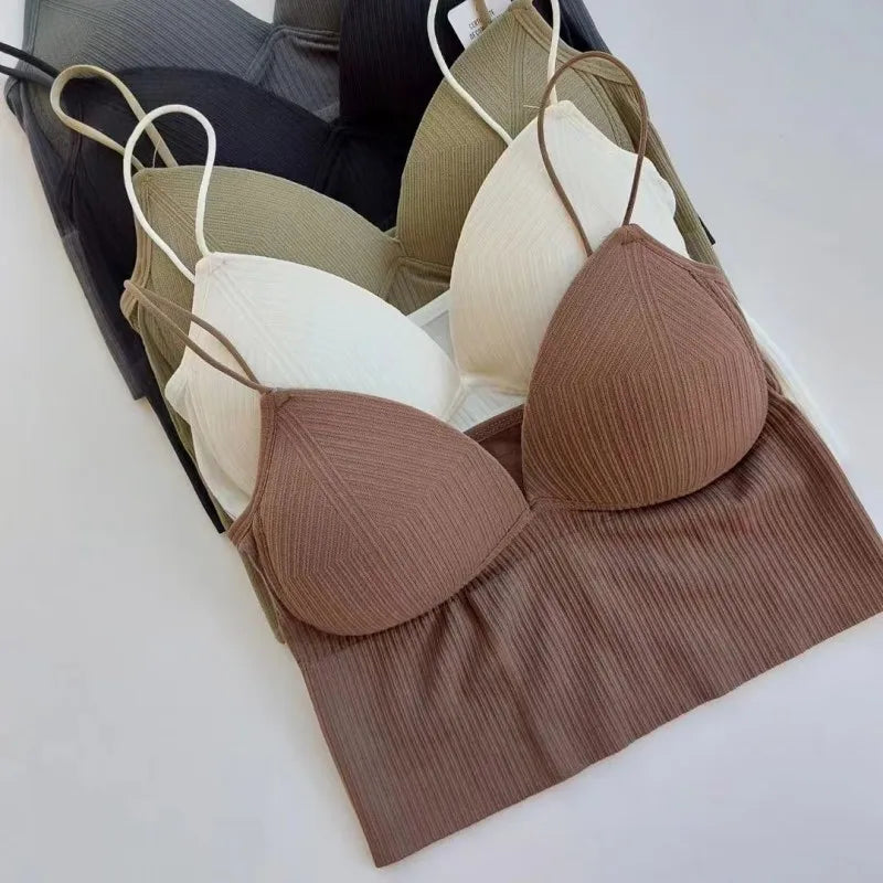 Women Tank Top With Built In Bras Fixed Cup Anti Glare Streetwear