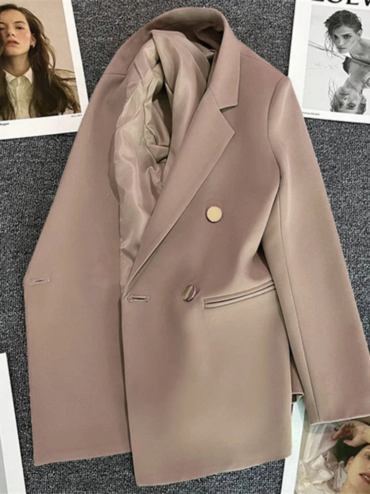 Women Suit Blazer  Blazer Luxury Double Breasted Jacket Solid Ladies Tops Clothes