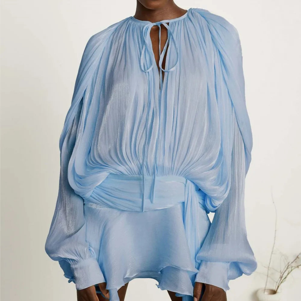 French Vestidos Elegant Puff Sleeve Dress