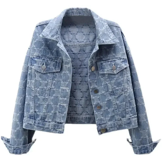 Embroidery Jacquard Cropped Loose-fit Versatile Tweed Jacket