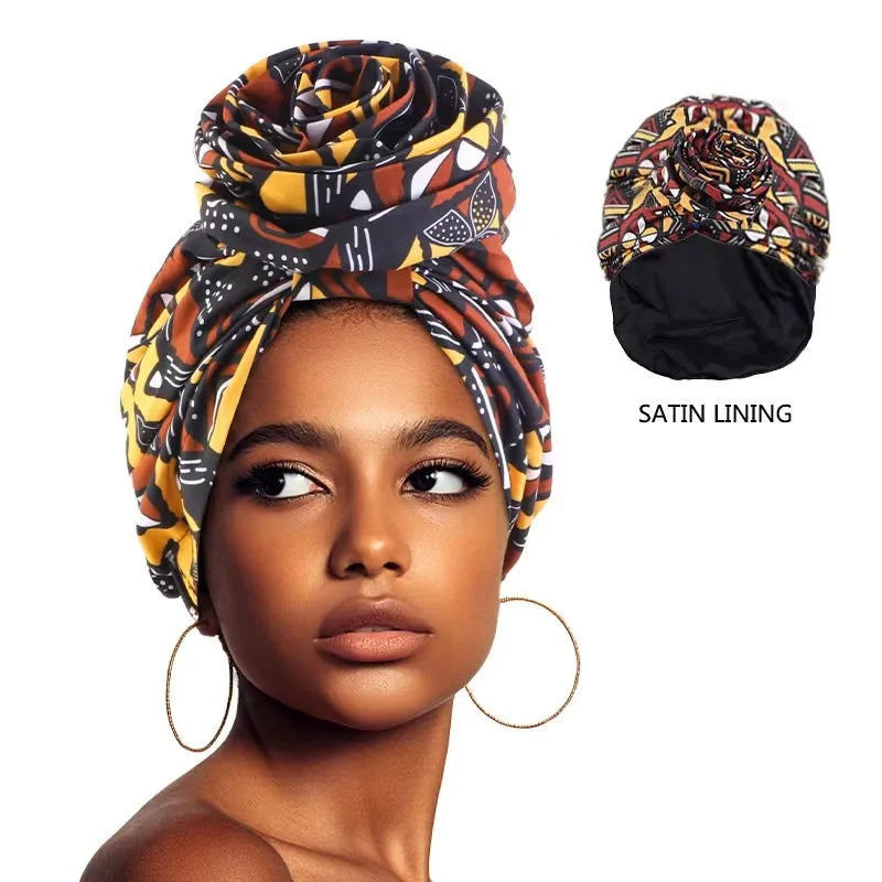 Woman African Satin Lined Turban Cap