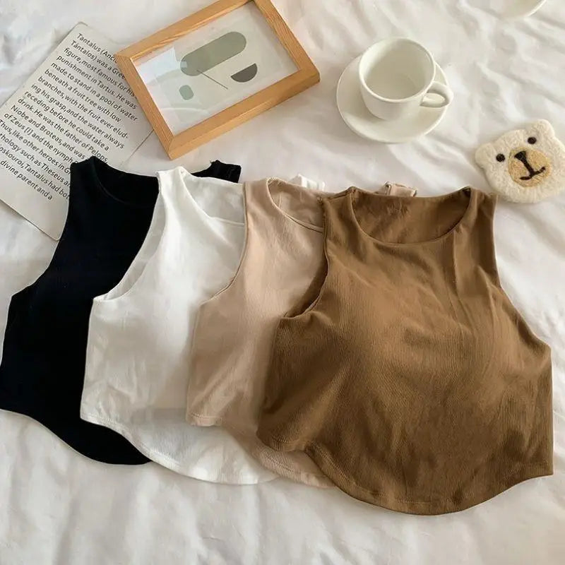 Summer Women Tank Tops Camisole  With Padded Bra