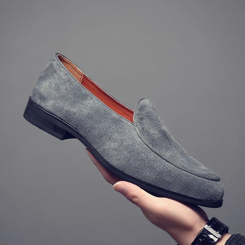 Men's leather shoes. One foot casual loafers Business dress shoes