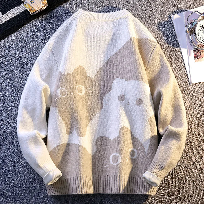 Cartoon Cat's New Knitted Sweater Warm Knitted Sweater