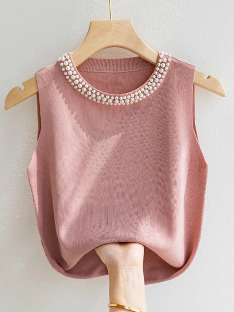 Knitted Tank Female Sleeveless Casual Thin Tops
