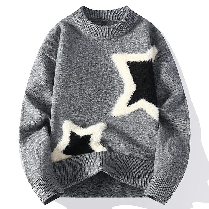 Men Streetwear O-neck Knitted Pullovers Outwear