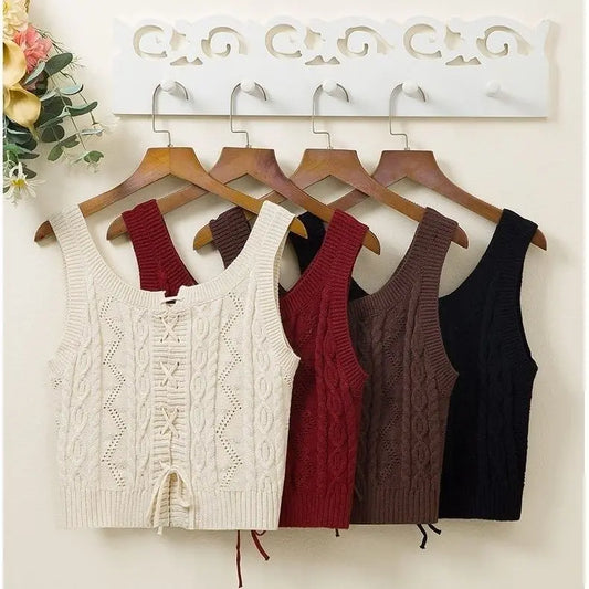 Women's Knitted Vest High Waist ort Sle Two-Sided Wear