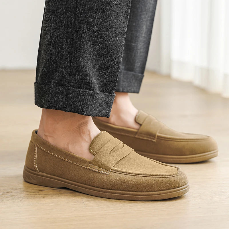 Suede Leather Mens Loafers Lightweight