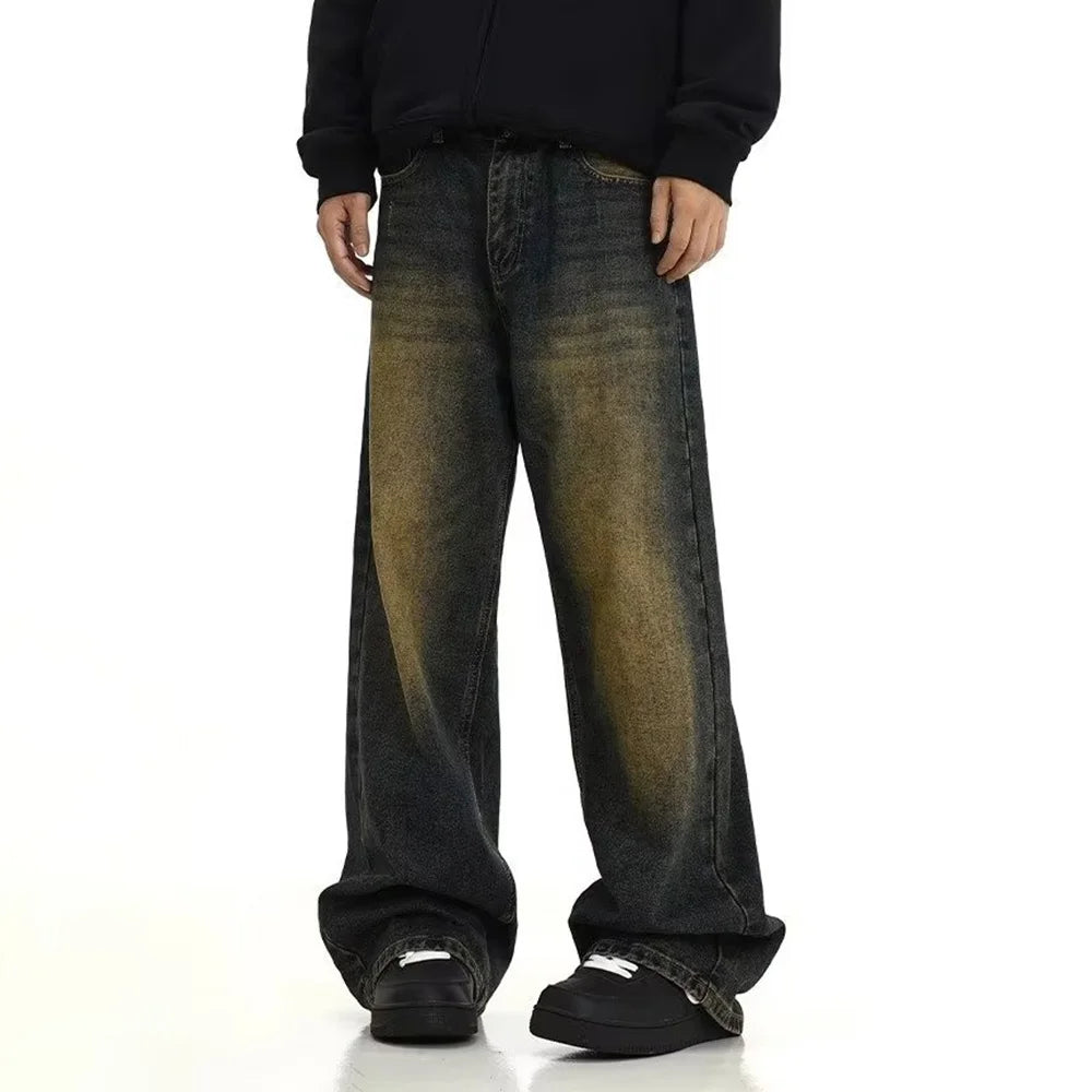 Mens Retro Casual Washed Jeans
