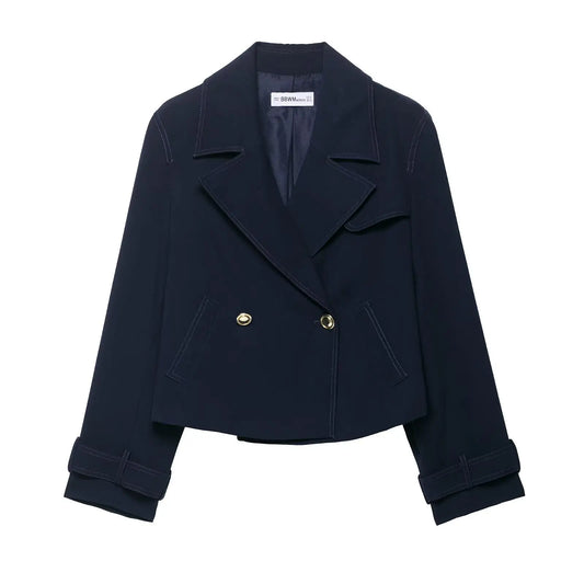 Women's Fashion Coats Solid Turn-Down Collar Long Sleeves Pockets