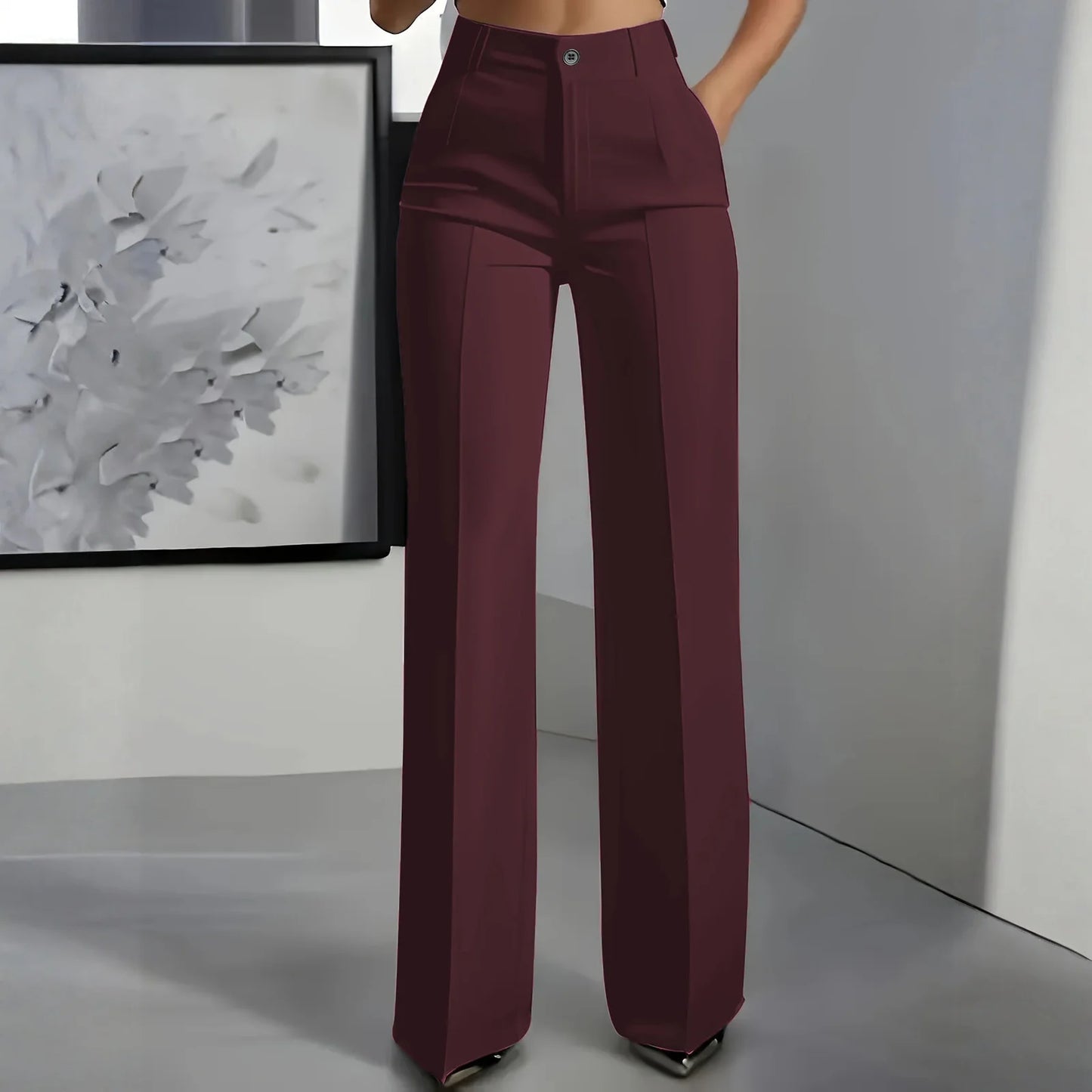 Women's High Waist Pants Drapey Straight-Leg Minimalist Blazer Pants