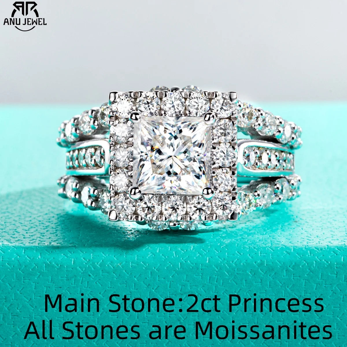 Moissanite Engagement Ring Silver Luxurious Women's Jewelry